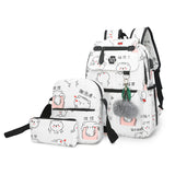 USB Charging Canvas Backpack 3 Pcs/set Women School Backpacks Schoolbag For Teenagers Man Student Book Bag Boys Satchel