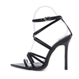 Women's Sandals Thin Belt Combination Pointed Fish Mouth Fine Super High Heels Plus Size