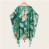 SHEIN Boho Multicolor Tropical Asymmetrical Hem Tassel Detail Kimono Cardigan Women Summer Batwing Sleeve Vacation Beach Kimonos