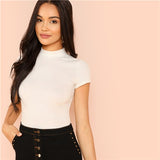 SHEIN Modern Lady Weekend Casual Rib Knit Crop Round Neck Slim Fit Long Sleeve Pullovers T-shirt 2018 Autumn Women Tshirt Top