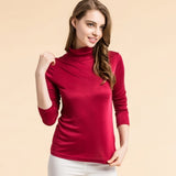 Women Real Silk Turtleneck long sleeve Bottom shirt