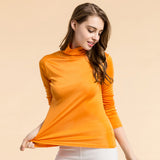 Women Real Silk Turtleneck long sleeve Bottom shirt
