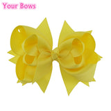 Your Bows 1PC 5 inches Kids Hair Bows 3 Layers Solid Lemon Bows Hair Clips Boutique Ribbon Bows For Girls Hair Accessories