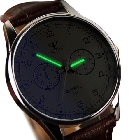 Splendid Black Fashion Top Luxury Band Mens Waterproof Noctilucent Leather Men Blue Ray Glass Quartz Analog Watches Men New