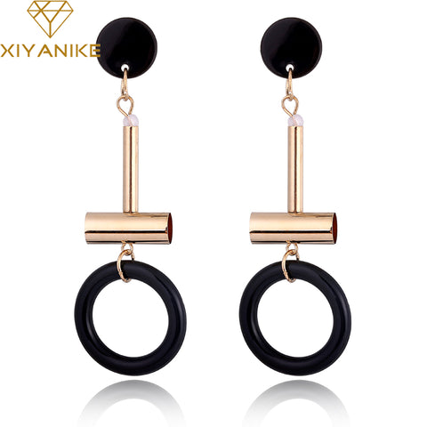 XIYANIKE New Luxury Charming Exaggerating Vintage Statement Round Tube Drop Earring For Women Jewelry Accessory brincos E471