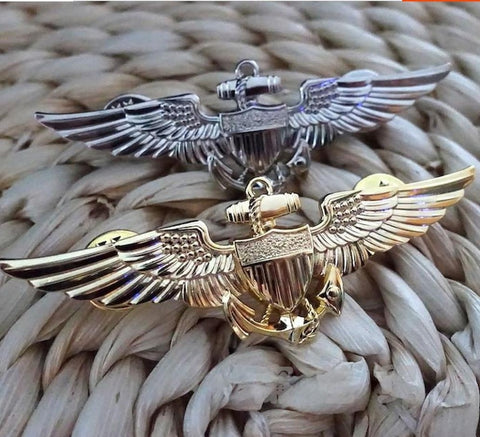 The United States Marine corps aviation flight emblem Gold and silver Sea anchor deserve to act the role of 7 x2. 5 cm