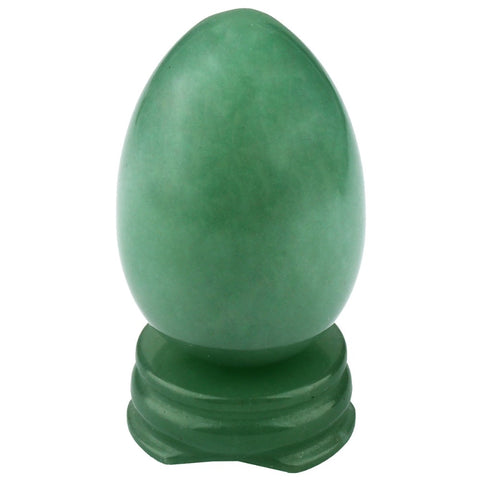 TUMBEELLUWA 1.7" Green Aventurine Egg Sphere with Stone Stand Healing Meditation Chakra Balancing Home Decoration