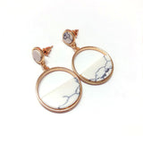 Simple Geometric Round Circle Marble Dangle Earrings For Women Handmade Natural Stone Earrings Oorbellen Fashion Jewelry