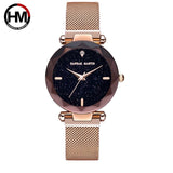 women Quartz Watch HM brand fashion Night Flash Starry Sky Dial Stainless Steel Waterproof Creative Diamond Elegant clock D2/D3