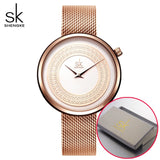 Women Fashion 7.5mm Ultra thin Rose Gold Watches Women's Quartz Watch Woman Elegant Dress Ladies Shengke Top Brand Montre Femme