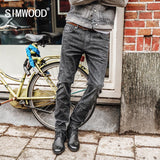 SIMWOOD 2019 Men Jeans New Fashion Men Casual Jeans Slim Straight Jeans Plus Size Long Trousers Hot Sale High Quality NC017026