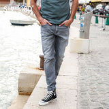 SIMWOOD 2019 Spring Scratched Jeans Men Slim Fit Fashion High Quality Gray Denim Trousers Brand Clothing 180091