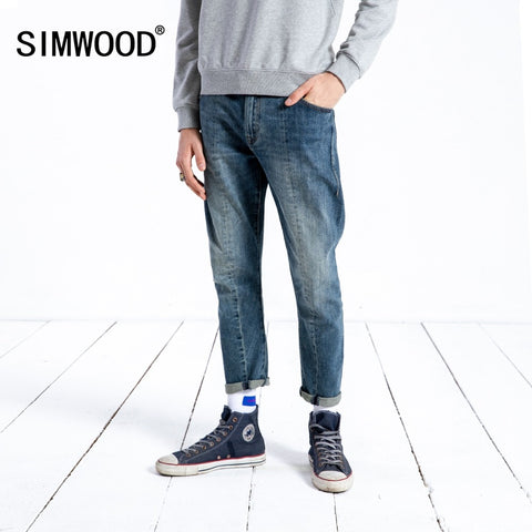 SIMWOOD Brand Jeans Men Fashion Casual Spring Ankle-Length Slim Fit Draping Denim Trousers High Quality Denim Homme Pants 180379
