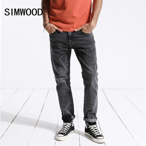 SIMWOOD 2019 New Arrival Men's Jeans Brand Hot Sale Letter Printed Denim Pants Slim Plus Size Trousers Free Shipping 180343
