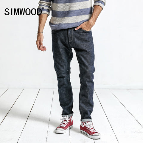 SIMWOOD 2019 New Arrival Men's Jeans Spring Hot sale Denim Classic Jeans Slim Regular dark blue Casual Plus Size Pants NC017019