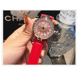 Watches Women Luxury Brand lady Crystal Wrist Watches Rotate Fashion Leather Woman Quartz Ladies Watches Women Female Wristwatch