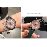 Watches Women Luxury Brand lady Crystal Wrist Watches Rotate Fashion Leather Woman Quartz Ladies Watches Women Female Wristwatch