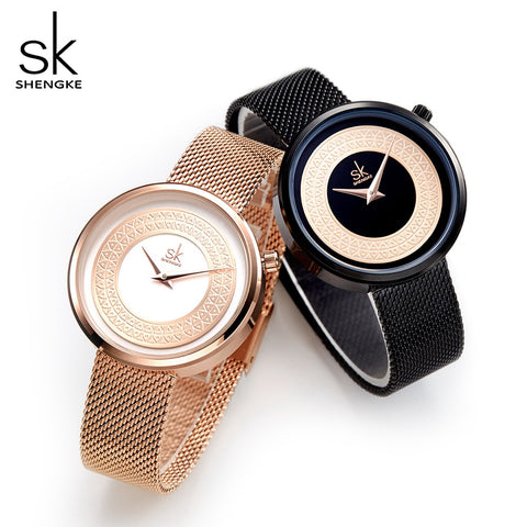 Women Fashion 7.5mm Ultra thin Rose Gold Watches Women's Quartz Watch Woman Elegant Dress Ladies Shengke Top Brand Montre Femme