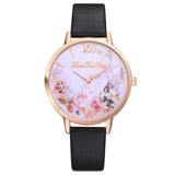 Women's Watches New Fashion Flower Printed Luxury Learther Brand Analog Watches Quartz Wristwatches relogio masculino 2019
