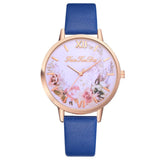Women's Watches New Fashion Flower Printed Luxury Learther Brand Analog Watches Quartz Wristwatches relogio masculino 2019