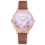 Women's Watches New Fashion Flower Printed Luxury Learther Brand Analog Watches Quartz Wristwatches relogio masculino 2019