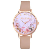 Women's Watches New Fashion Flower Printed Luxury Learther Brand Analog Watches Quartz Wristwatches relogio masculino 2019