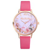 Women's Watches New Fashion Flower Printed Luxury Learther Brand Analog Watches Quartz Wristwatches relogio masculino 2019