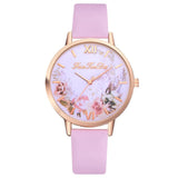 Women's Watches New Fashion Flower Printed Luxury Learther Brand Analog Watches Quartz Wristwatches relogio masculino 2019