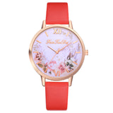 Women's Watches New Fashion Flower Printed Luxury Learther Brand Analog Watches Quartz Wristwatches relogio masculino 2019