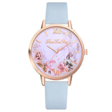 Women's Watches New Fashion Flower Printed Luxury Learther Brand Analog Watches Quartz Wristwatches relogio masculino 2019
