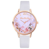 Women's Watches New Fashion Flower Printed Luxury Learther Brand Analog Watches Quartz Wristwatches relogio masculino 2019