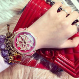 Top Brand Luxury Women's Leather Watch Rhinestone Ladies Watches Stylish Women's Quarzt Wristwatch Crystal Rotation Dial Clock