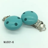 TYRY.HU 1Pc Round Wood Metal Pacifier Clips Baby DIY Teething Chew Teether Pacifier Clip Accessories Infant Clasps Holders