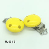 TYRY.HU 1Pc Round Wood Metal Pacifier Clips Baby DIY Teething Chew Teether Pacifier Clip Accessories Infant Clasps Holders