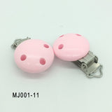 TYRY.HU 1Pc Round Wood Metal Pacifier Clips Baby DIY Teething Chew Teether Pacifier Clip Accessories Infant Clasps Holders