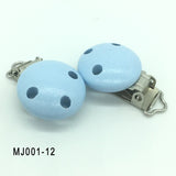 TYRY.HU 1Pc Round Wood Metal Pacifier Clips Baby DIY Teething Chew Teether Pacifier Clip Accessories Infant Clasps Holders