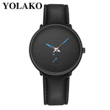 YOLAKO Men's Luxurious Business Leather Belt Watch Simple Mirror Quartz Watch